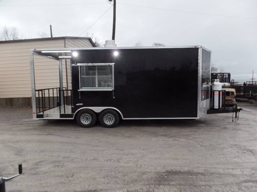 329-8.5-x-20-black-bbq-porch-concession-food-trailer-with-appliances-9.jpg 8.5' x 20' Black BBQ Porch Concession Food Trailer With Appliances