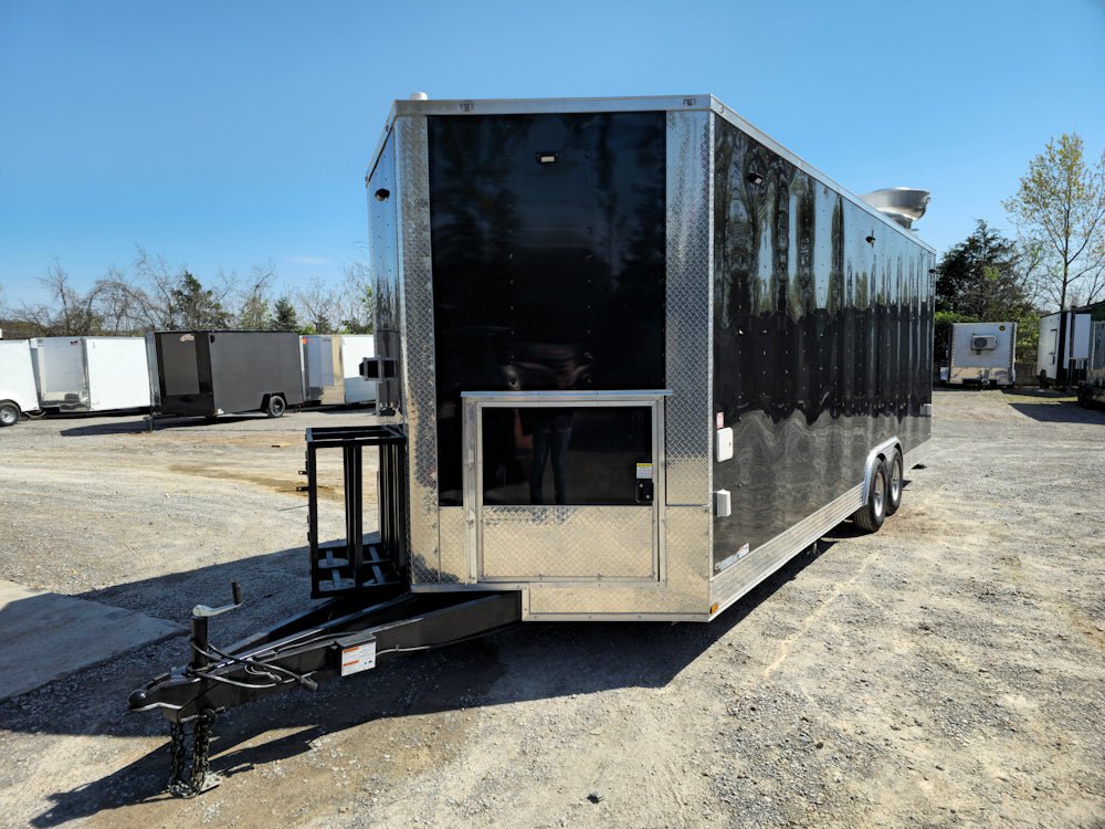 8.5 x 24 Black Concession Trailer Food Event Catering
