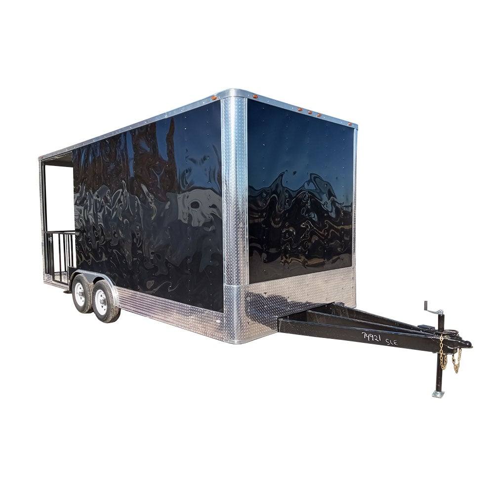 330-8.5-x-20-black-bbq-porch-concession-trailer-1.jpg 8.5' x 20' Black BBQ Porch Concession Trailer