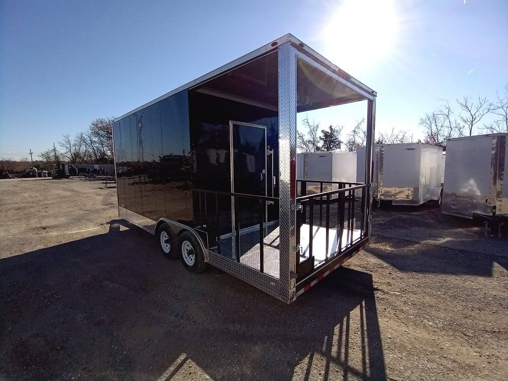 330-8.5-x-20-black-bbq-porch-concession-trailer-6.jpg 8.5' x 20' Black BBQ Porch Concession Trailer