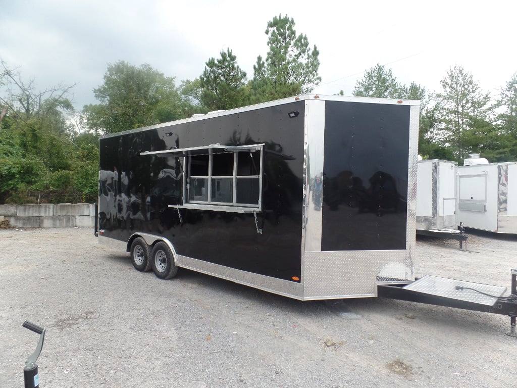 334-8.5-x-20-black-concession-food-catering-trailer-with-appliances-1.jpg 8.5' x 20' Black Concession Food Catering Trailer With Appliances