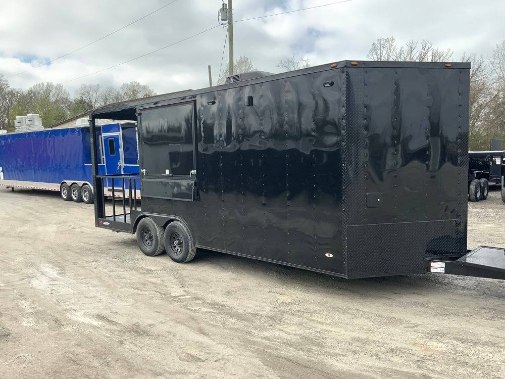 8.5' x 20' Black On Black Concession Food Trailer