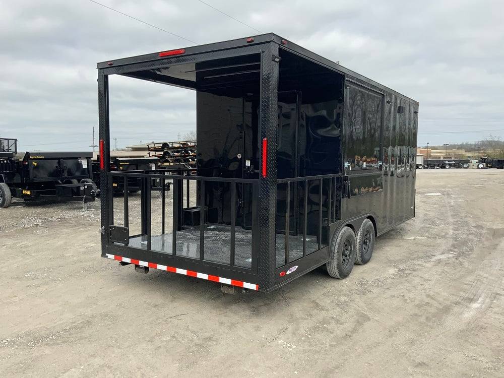 8.5' x 20' Black On Black Concession Food Trailer
