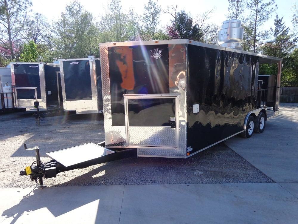 353-8.5-x-20-black-porch-style-concession-food-trailer-with-appliances-2.jpg 8.5' x 20' Black Porch Style Concession Food Trailer With Appliances
