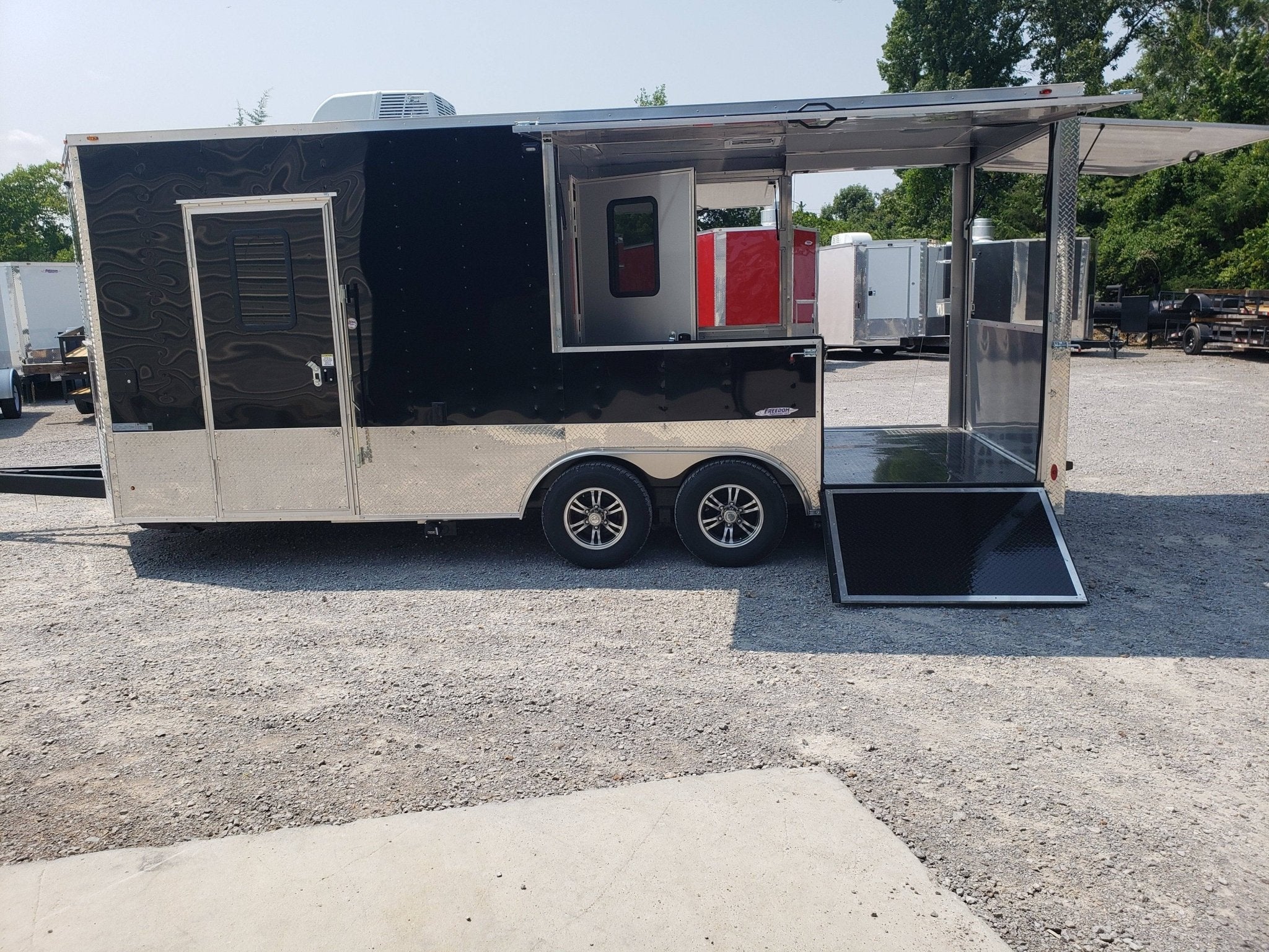 354-8.5-x-20-black-porch-style-concession-trailer-15.jpg 8.5' x 20' Black Porch Style Concession Trailer