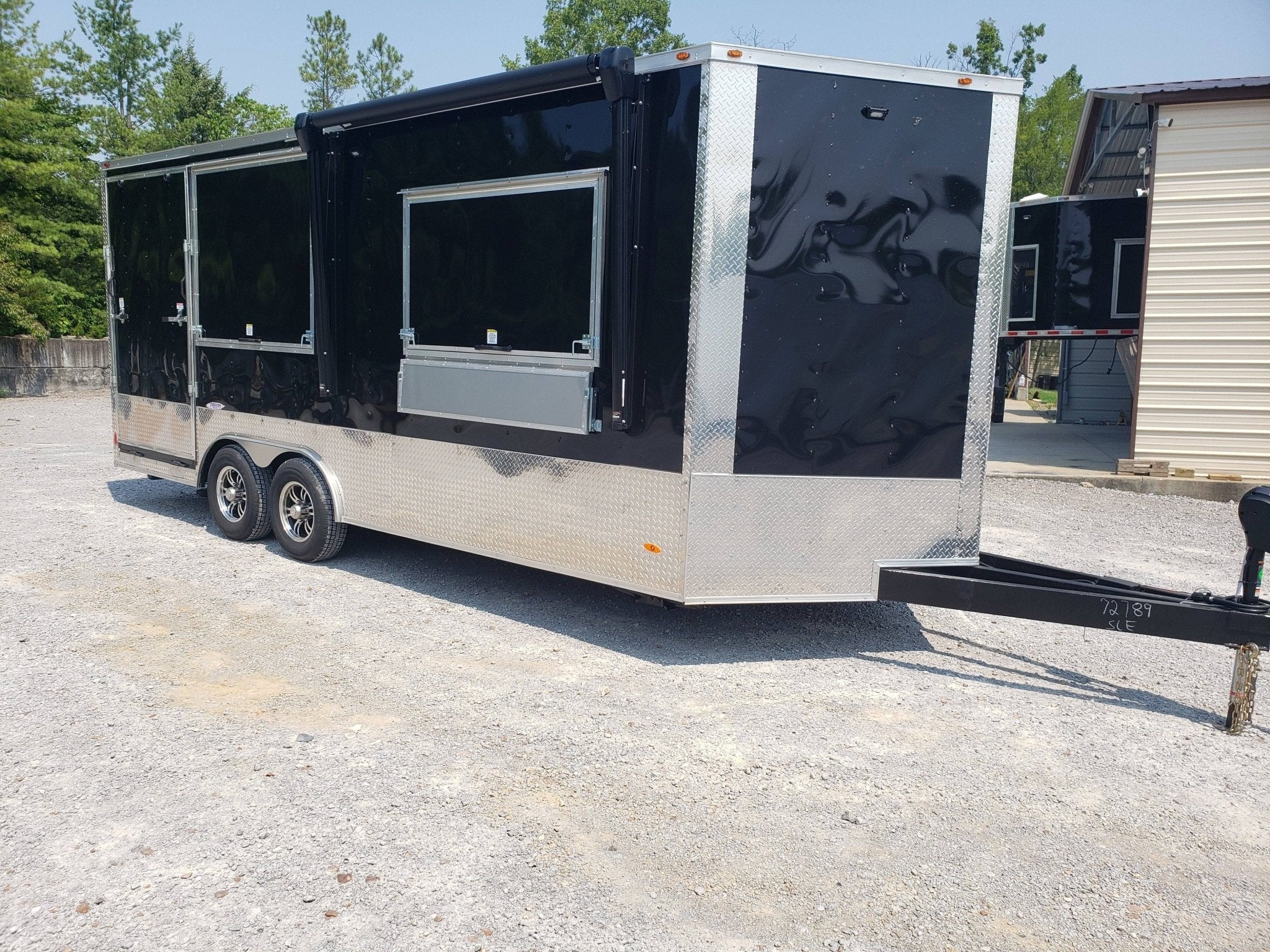 354-8.5-x-20-black-porch-style-concession-trailer-3.jpg 8.5' x 20' Black Porch Style Concession Trailer