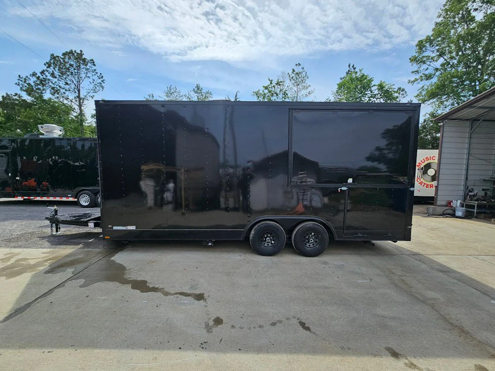 356-8.5-x-20-black-with-blackout-concession-trailer-event-catering-w-8-porch-1.webp 8.5' X 20' Black With Blackout Concession Trailer Event Catering W/ 8' Porch