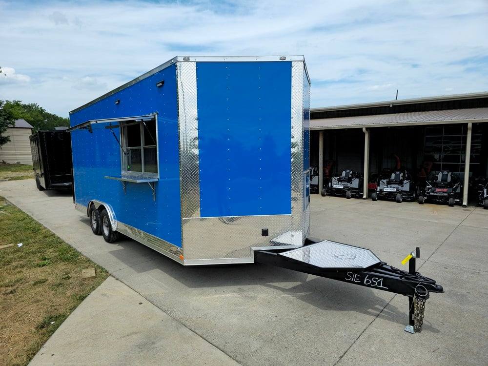 359-8.5-x-20-blue-food-event-catering-concession-trailer-1.jpg 8.5' X 20' Blue Food Event Catering Concession Trailer