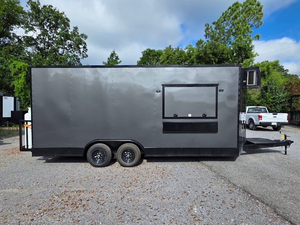 8.5' X 20' Charcoal Grey With Blackout Concession Trailer Food Event Catering