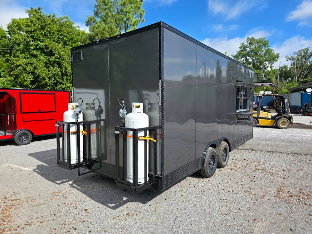 8.5' X 20' Charcoal Grey With Blackout Concession Trailer Food Event Catering