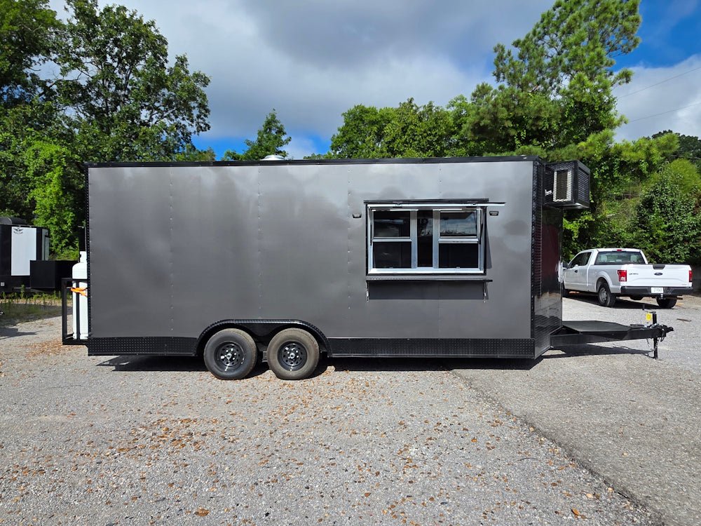 8.5' X 20' Charcoal Grey With Blackout Concession Trailer Food Event Catering