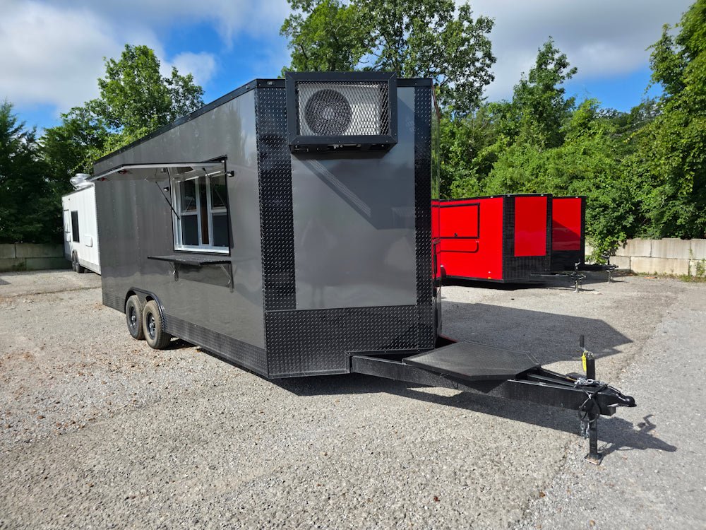 8.5' X 20' Charcoal Grey With Blackout Concession Trailer Food Event Catering