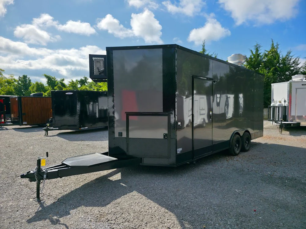 8.5' X 20' Charcoal Grey With Blackout Concession Trailer Food Event Catering