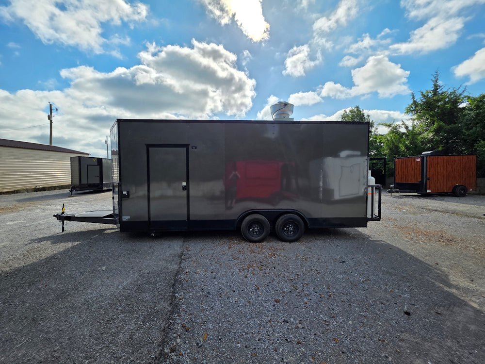 8.5' X 20' Charcoal Grey With Blackout Concession Trailer Food Event Catering