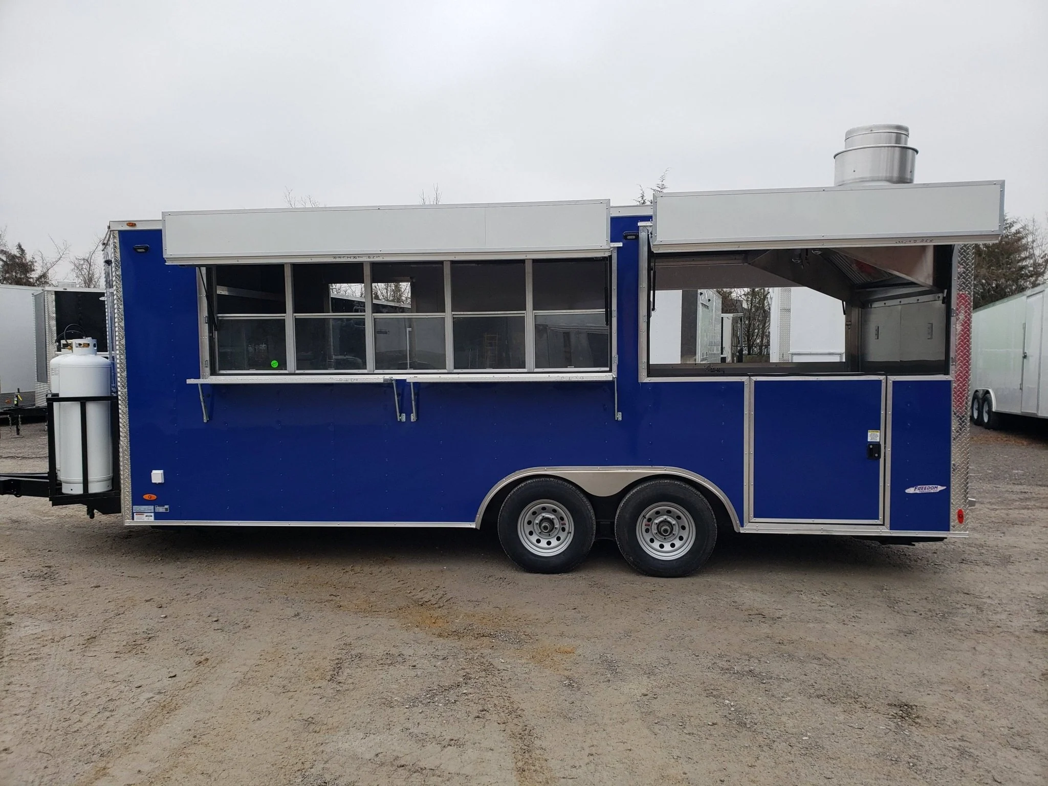 366-8.5-x-20-cobalt-blue-bbq-porch-concession-trailer-1.webp 8.5' x 20' Cobalt Blue BBQ Porch Concession Trailer