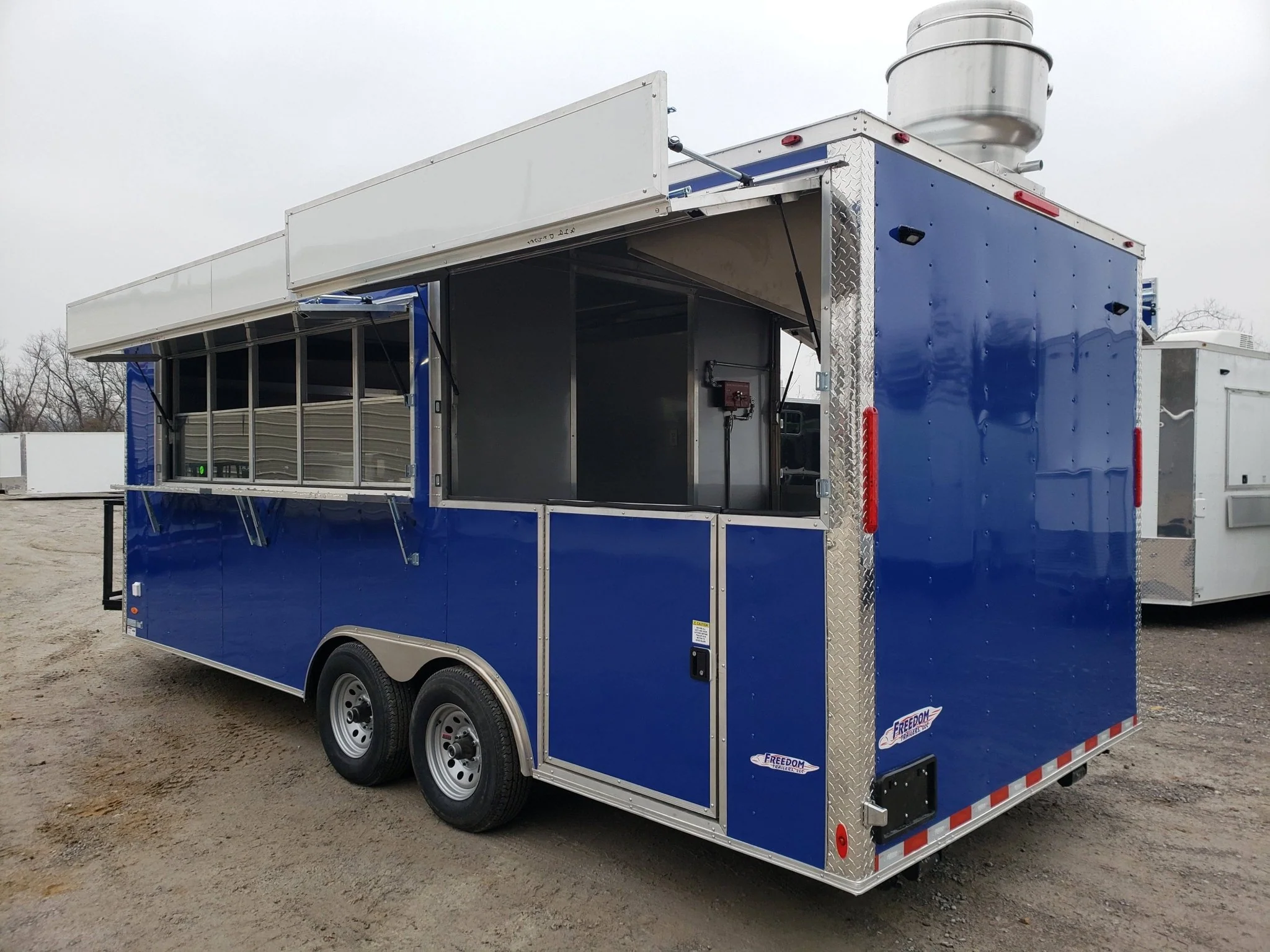 366-8.5-x-20-cobalt-blue-bbq-porch-concession-trailer-10.webp 8.5' x 20' Cobalt Blue BBQ Porch Concession Trailer