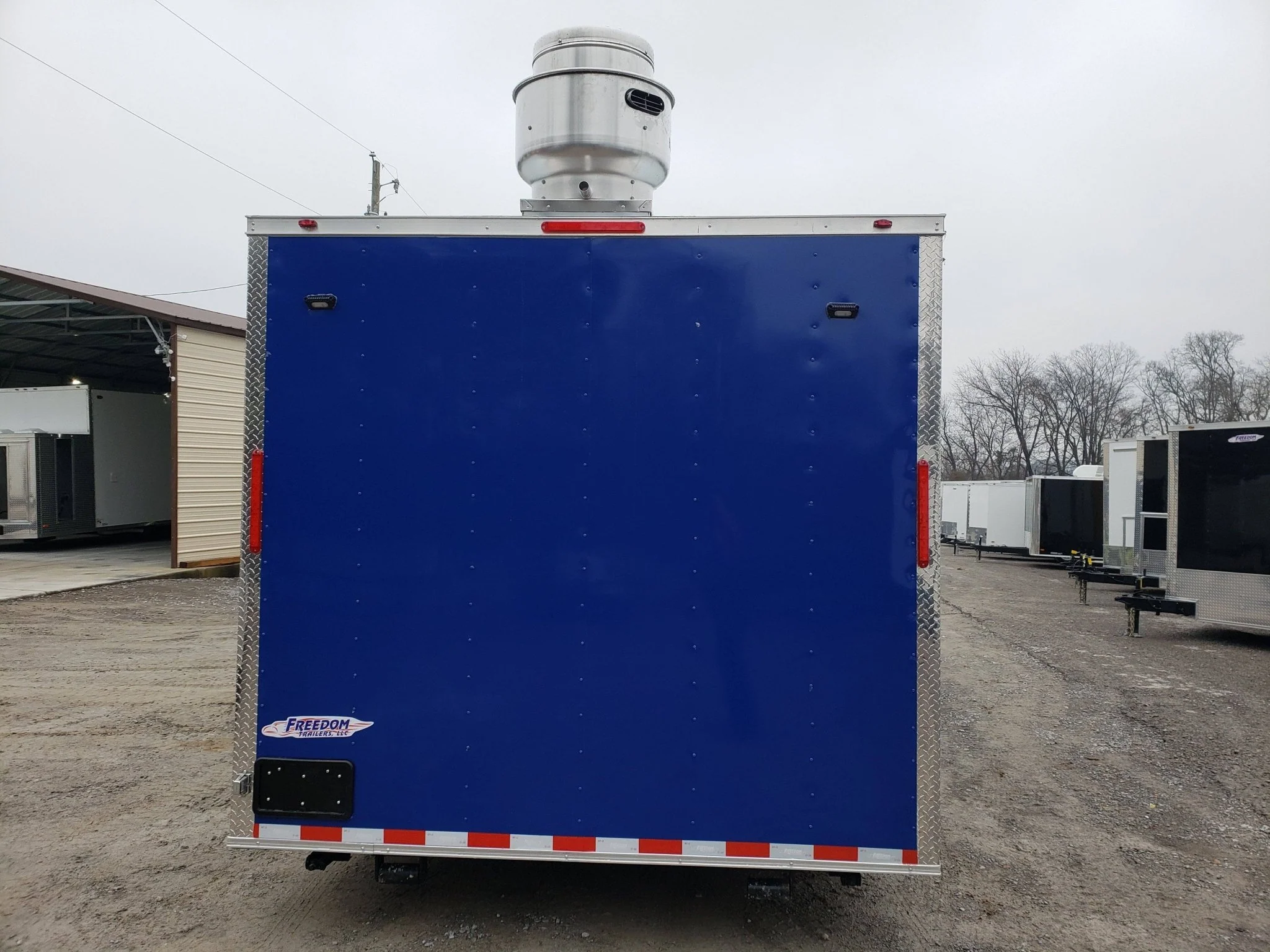 366-8.5-x-20-cobalt-blue-bbq-porch-concession-trailer-5.webp 8.5' x 20' Cobalt Blue BBQ Porch Concession Trailer