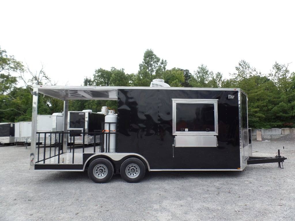 8.5' x 20' Concession BBQ Food Trailer Black With Appliances