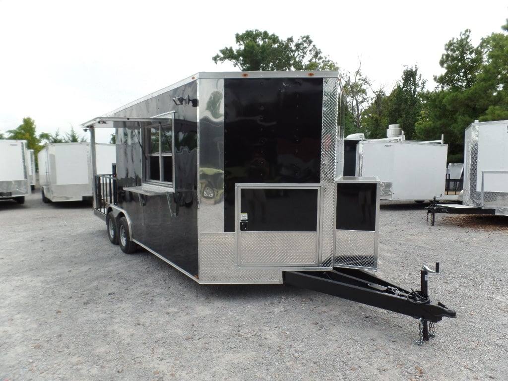 8.5' x 20' Concession BBQ Food Trailer Black With Appliances