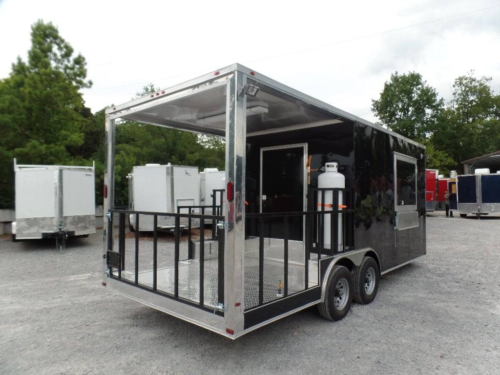 8.5' x 20' Concession BBQ Food Trailer Black With Appliances
