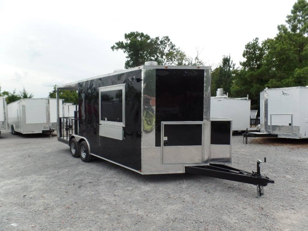 8.5' x 20' Concession BBQ Food Trailer Black With Appliances