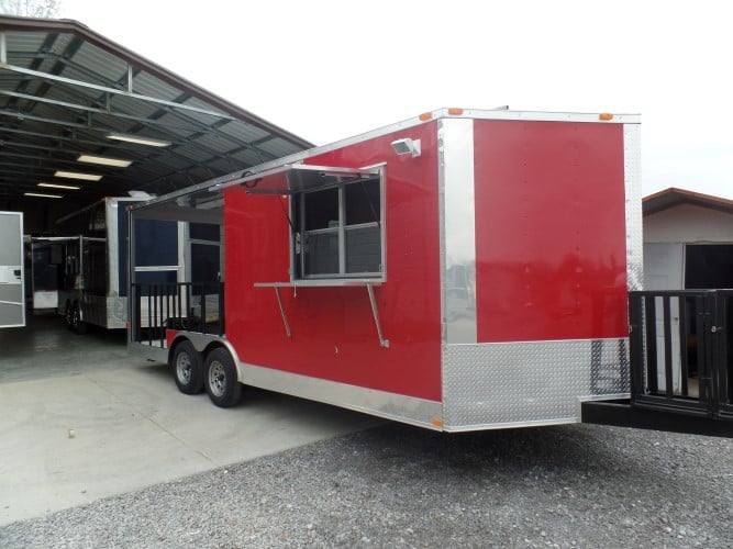 8.5' x 20' Concession BBQ Food Trailer Red Event Catering