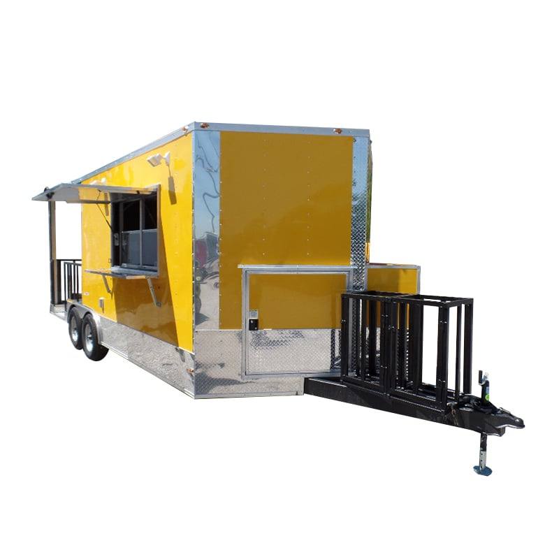373-8.5-x-20-concession-bbq-food-trailer-yellow-event-catering-1.jpg 8.5' x 20' Concession BBQ Food Trailer Yellow Event Catering