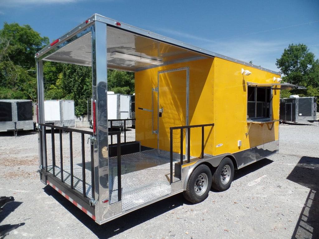 373-8.5-x-20-concession-bbq-food-trailer-yellow-event-catering-5.jpg 8.5' x 20' Concession BBQ Food Trailer Yellow Event Catering