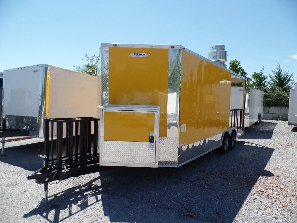 373-8.5-x-20-concession-bbq-food-trailer-yellow-event-catering-7.jpg 8.5' x 20' Concession BBQ Food Trailer Yellow Event Catering