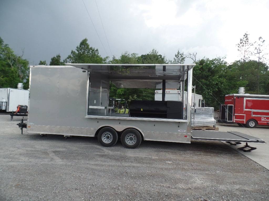 378-8.5-x-20-concession-food-dove-grey-bbq-trailer-with-appliances-1.jpg 8.5' x 20' Concession Food Dove Grey BBQ Trailer With Appliances