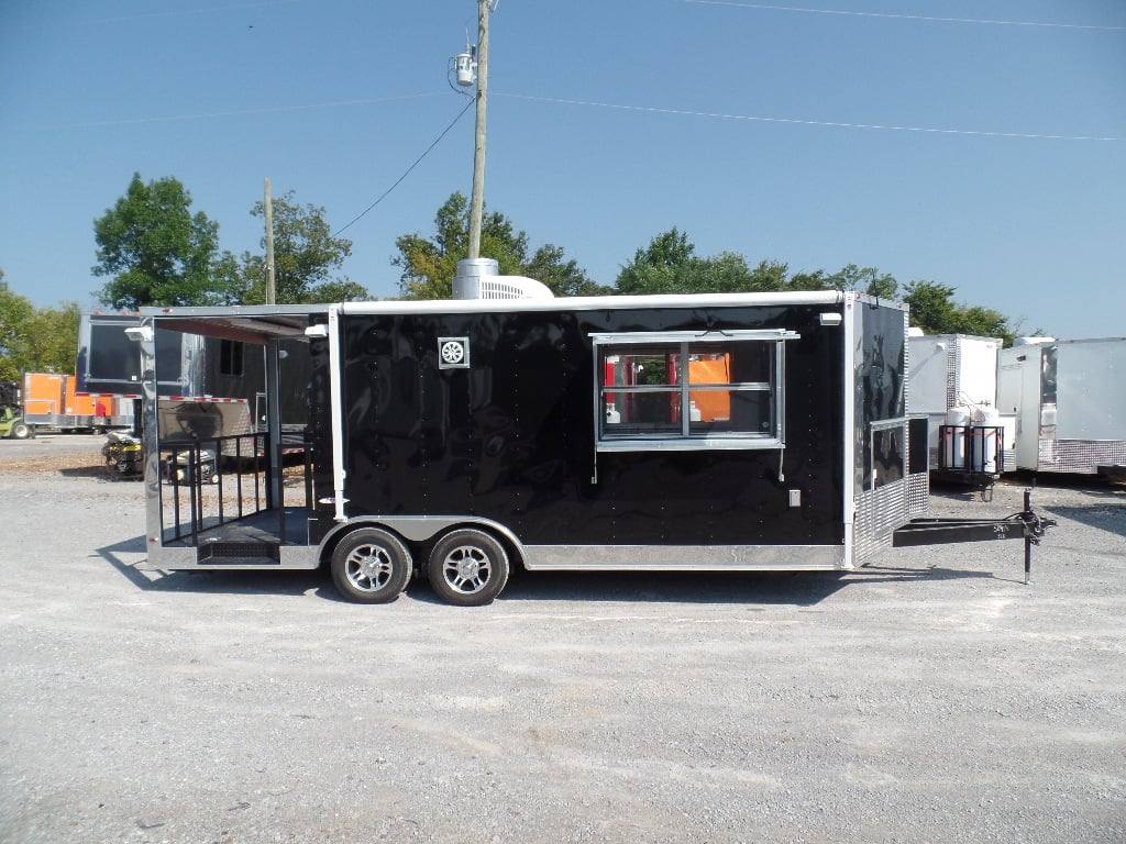 382-8.5-x-20-concession-food-trailer-black-bbq-event-catering-25.jpg 8.5' x 20' Concession Food Trailer Black BBQ Event Catering