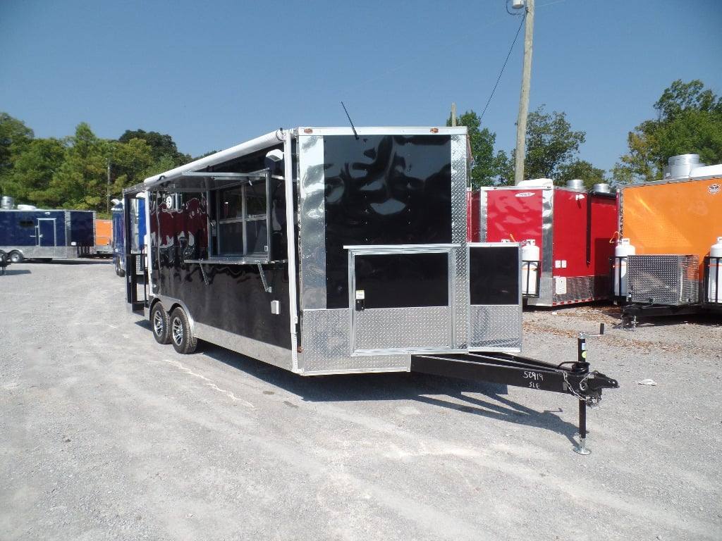 382-8.5-x-20-concession-food-trailer-black-bbq-event-catering-6.jpg 8.5' x 20' Concession Food Trailer Black BBQ Event Catering