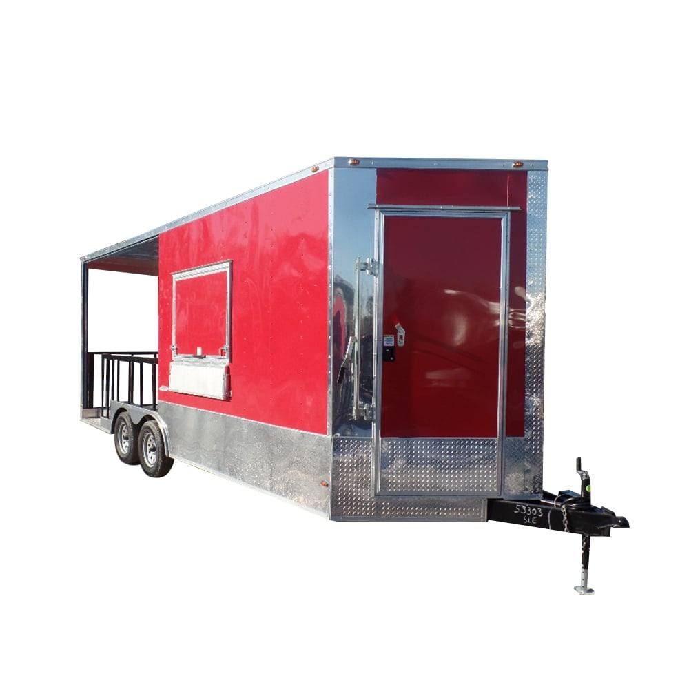 401-8.5-x-20-concession-food-trailer-red-bbq-1.jpg 8.5' x 20' Concession Food Trailer Red BBQ
