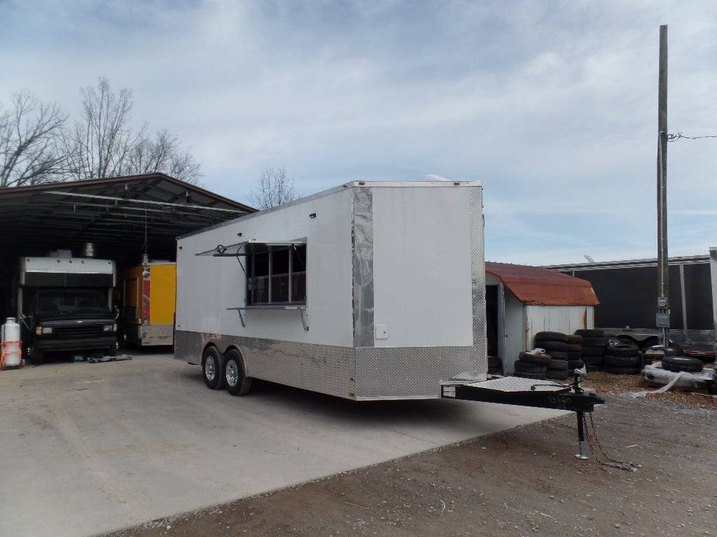 418-8.5-x-20-concession-food-white-custom-event-trailer-1.jpg 8.5' x 20' Concession Food White Custom Event Trailer
