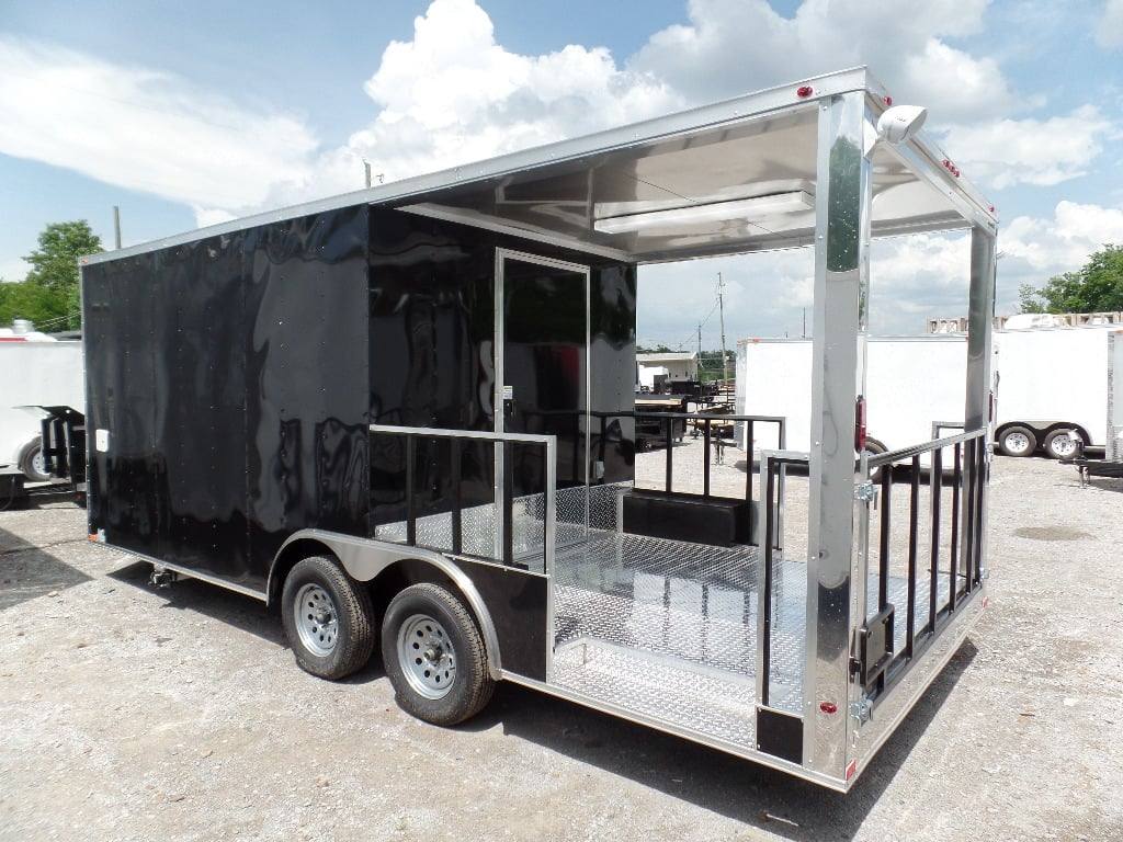 420-8.5-x-20-concession-trailer-black-bbq-food-event-catering-9.jpg 8.5' x 20' Concession Trailer Black BBQ Food Event Catering