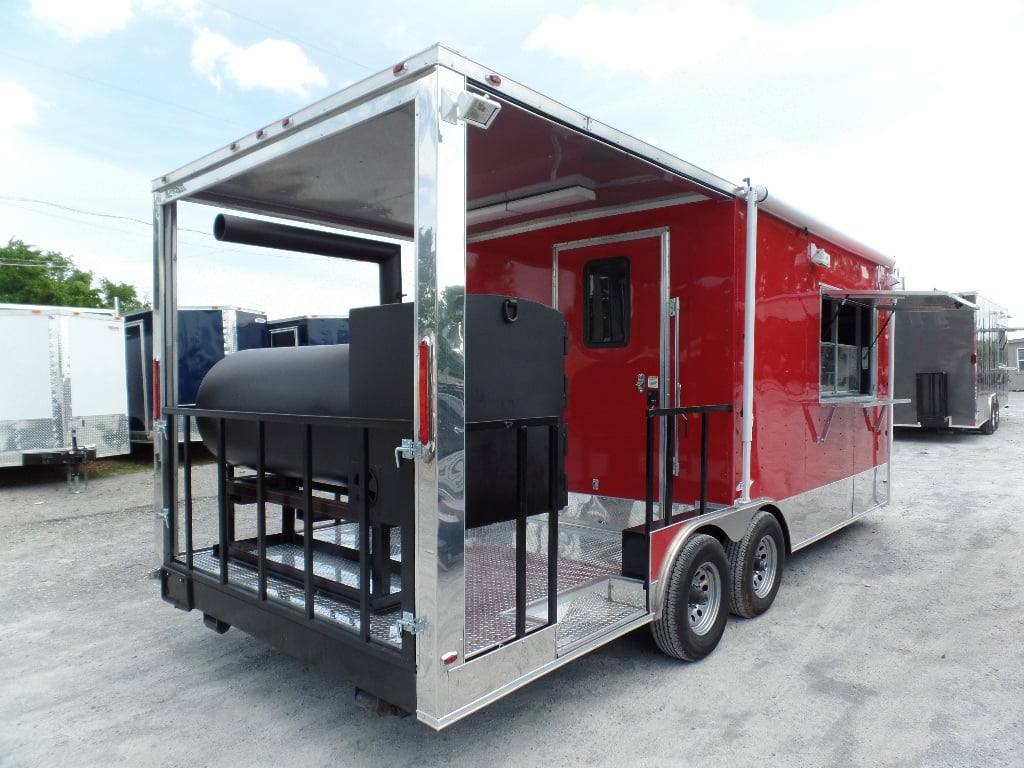426-8.5-x-20-concession-trailer-red-bbq-food-event-catering-4.jpg 8.5' x 20' Concession Trailer Red BBQ Food Event Catering