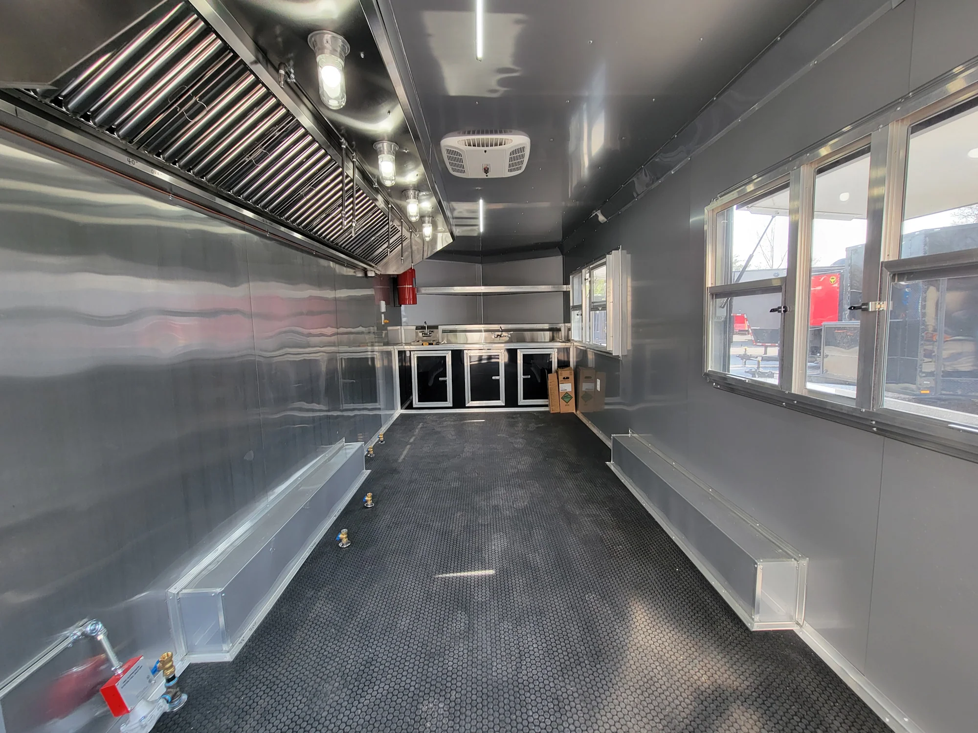 8.5' X 20' Custom Concession Trailer Black With Blackout Food Event Catering