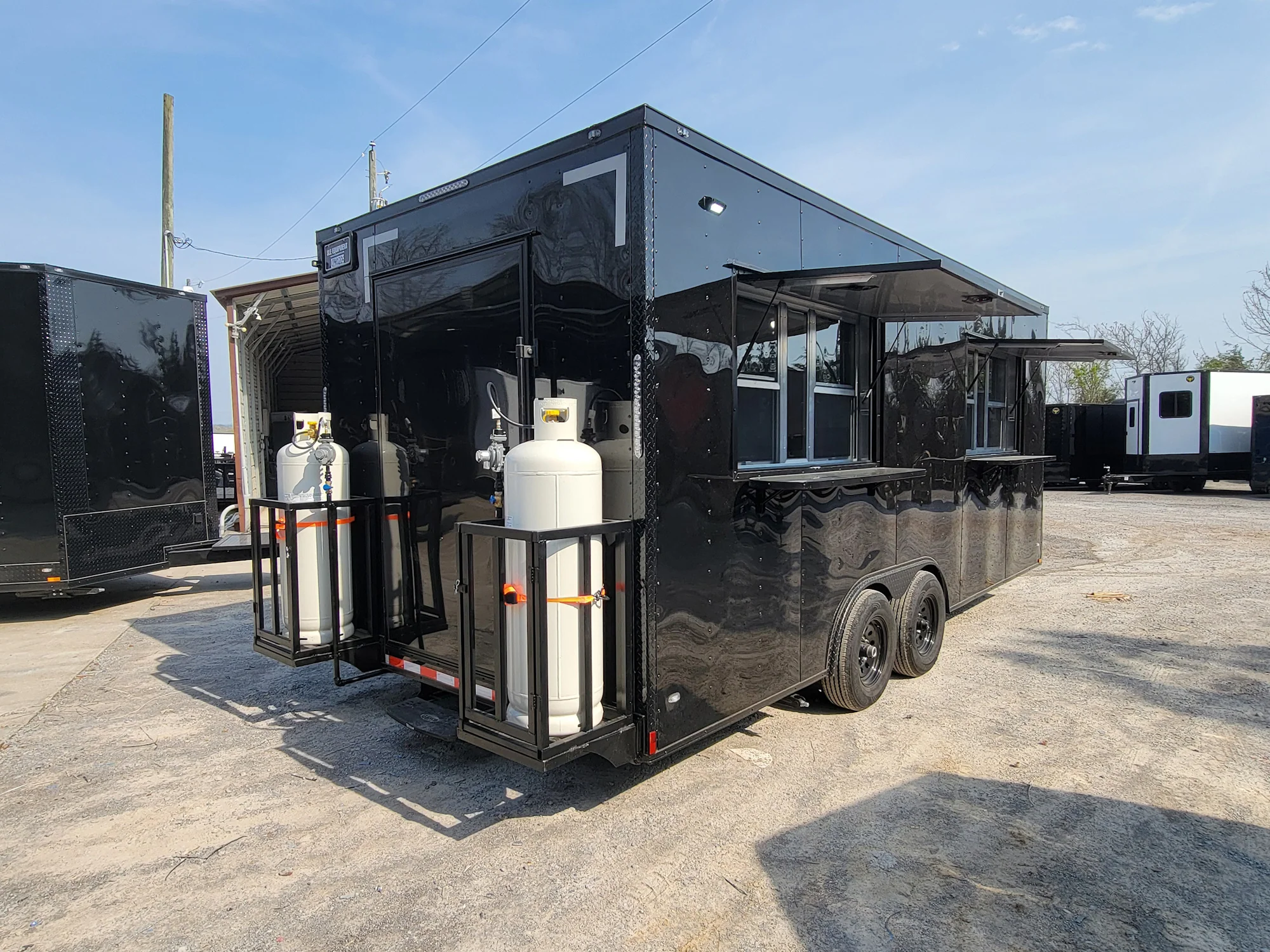 8.5' X 20' Custom Concession Trailer Black With Blackout Food Event Catering