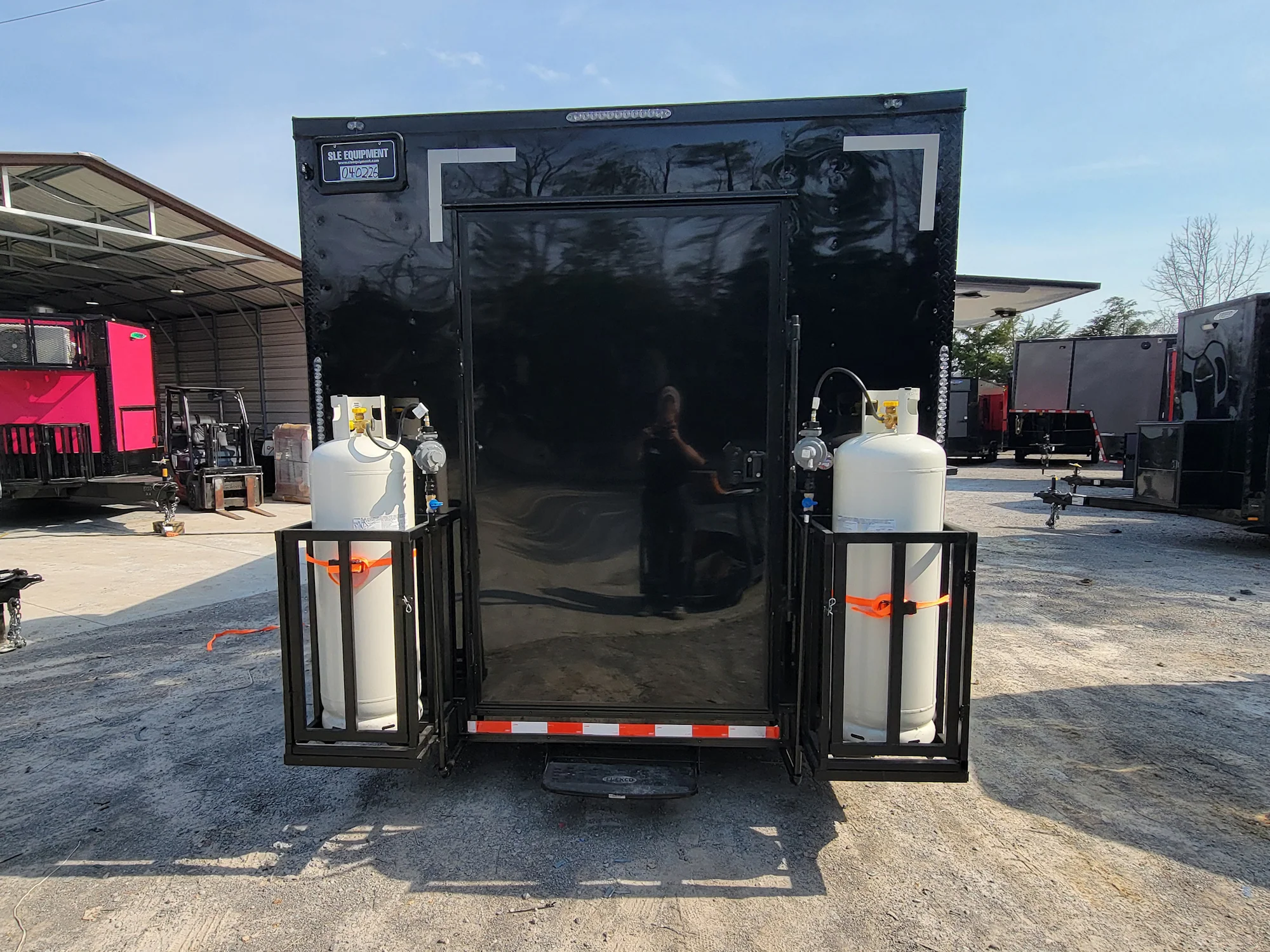 8.5' X 20' Custom Concession Trailer Black With Blackout Food Event Catering