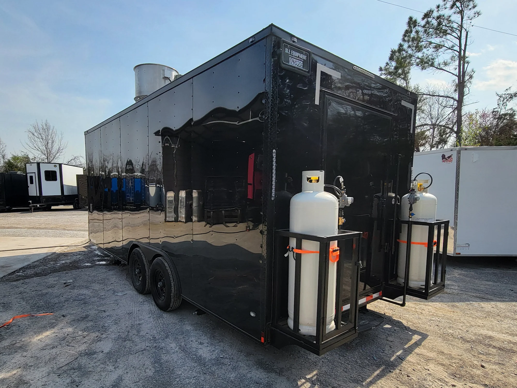 8.5' X 20' Custom Concession Trailer Black With Blackout Food Event Catering