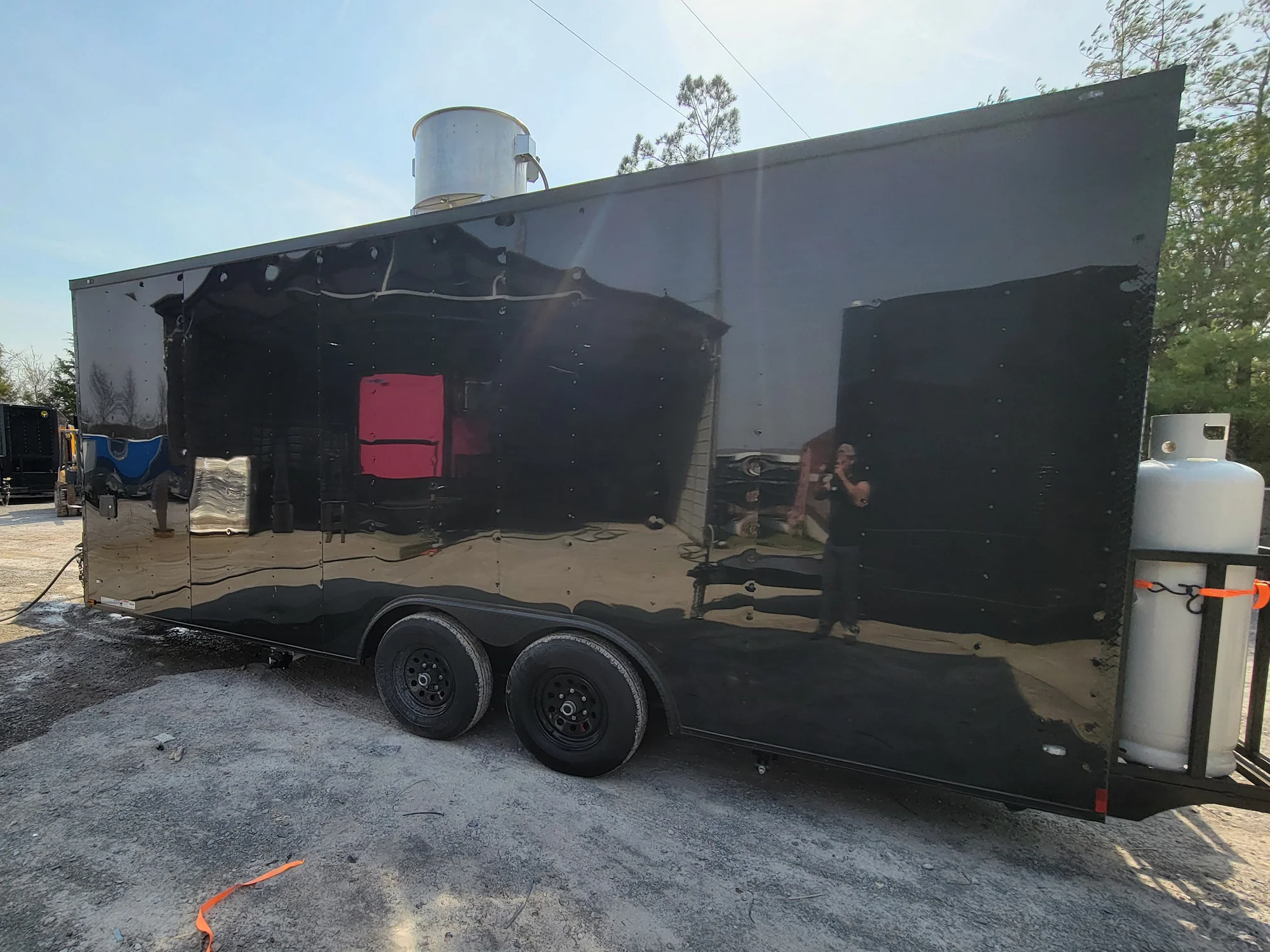 8.5' X 20' Custom Concession Trailer Black With Blackout Food Event Catering