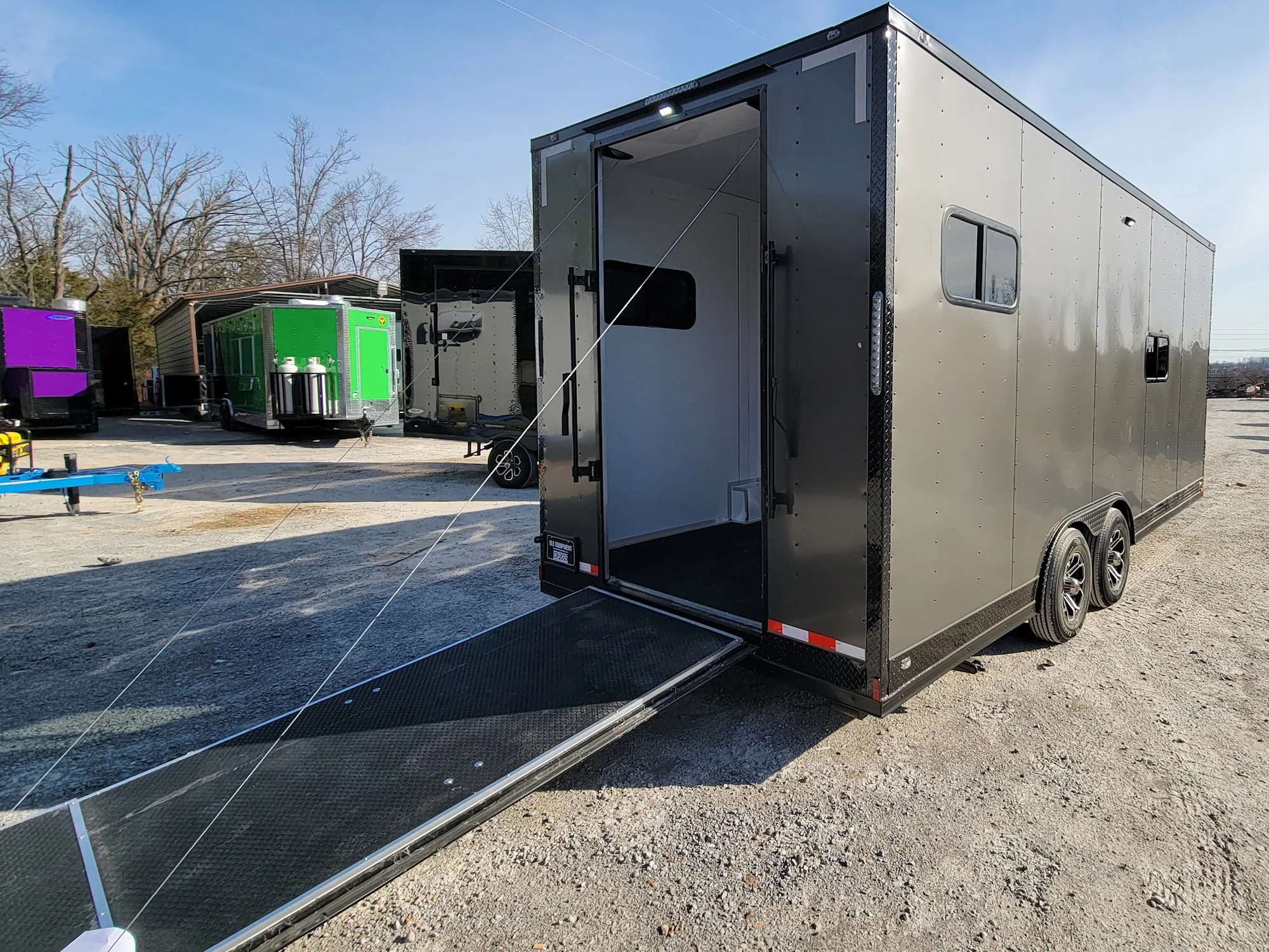 432-8.5-x-20-custom-enclosed-trailer-charcoal-with-blackout-office-and-mobile-command-6.webp 8.5' X 20' Custom Enclosed Trailer Charcoal With Blackout Office and Mobile Command
