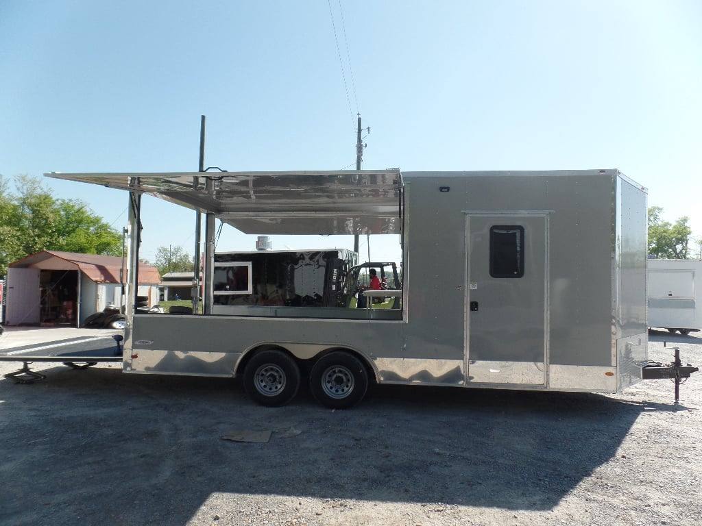 436-8.5-x-20-dove-grey-bbq-event-concession-food-trailer-1.jpg 8.5' x 20' Dove Grey BBQ Event Concession Food Trailer