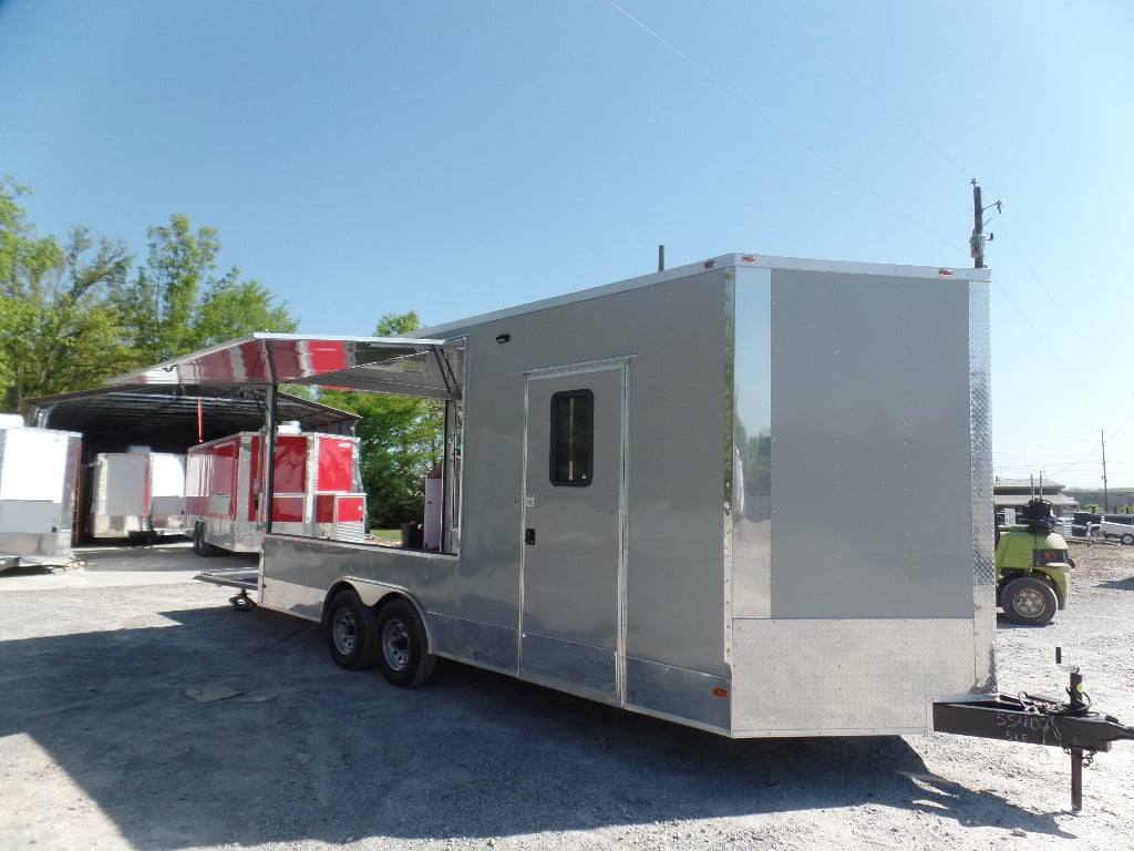 436-8.5-x-20-dove-grey-bbq-event-concession-food-trailer-2.jpg 8.5' x 20' Dove Grey BBQ Event Concession Food Trailer