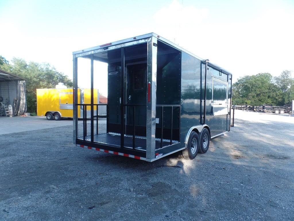 438-8.5-x-20-emerald-green-porch-style-concession-trailer-2.jpg 8.5' x 20' Emerald Green Porch Style Concession Trailer