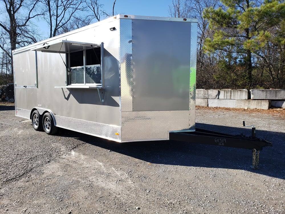 8.5' x 20' Light Pewter Porch Style Concession Food Trailer