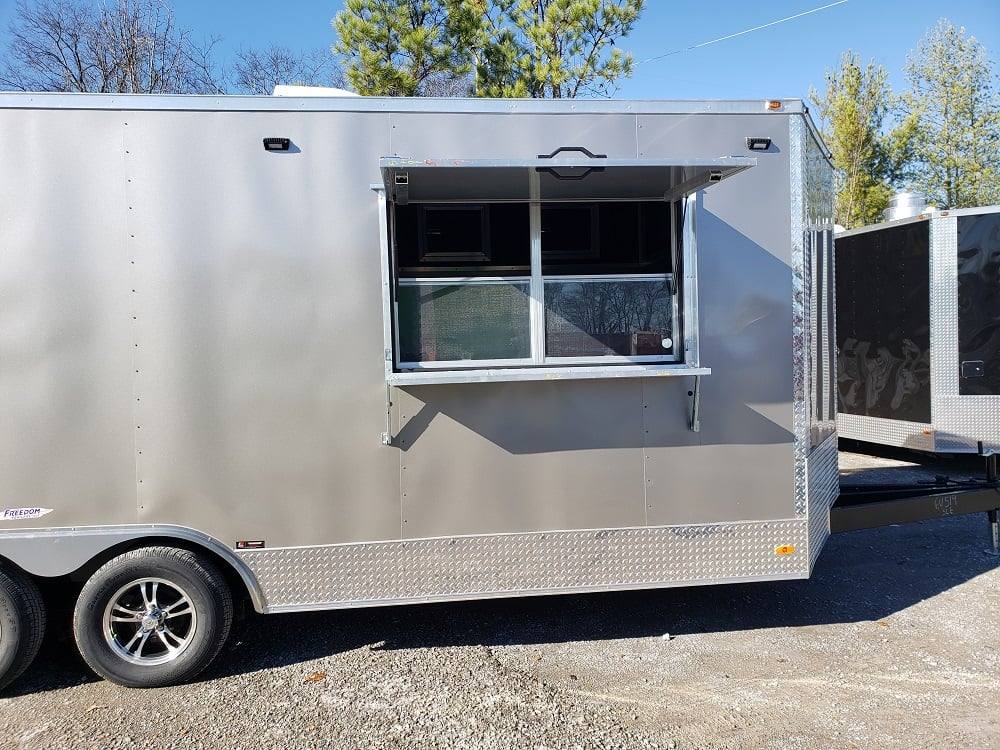 8.5' x 20' Light Pewter Porch Style Concession Food Trailer