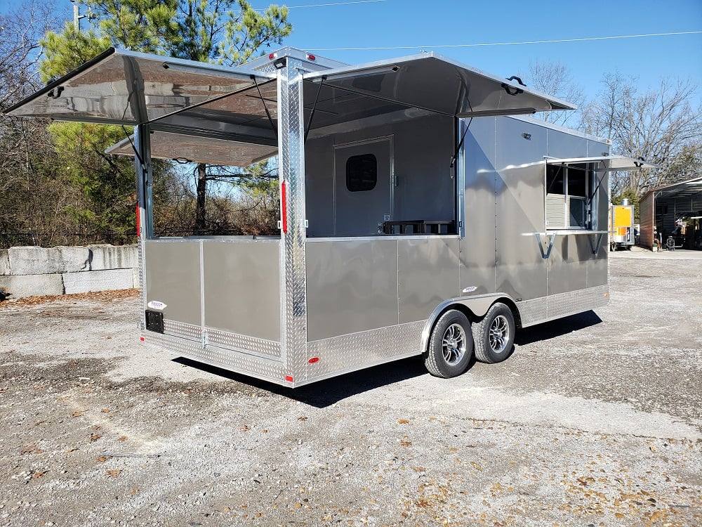 8.5' x 20' Light Pewter Porch Style Concession Food Trailer