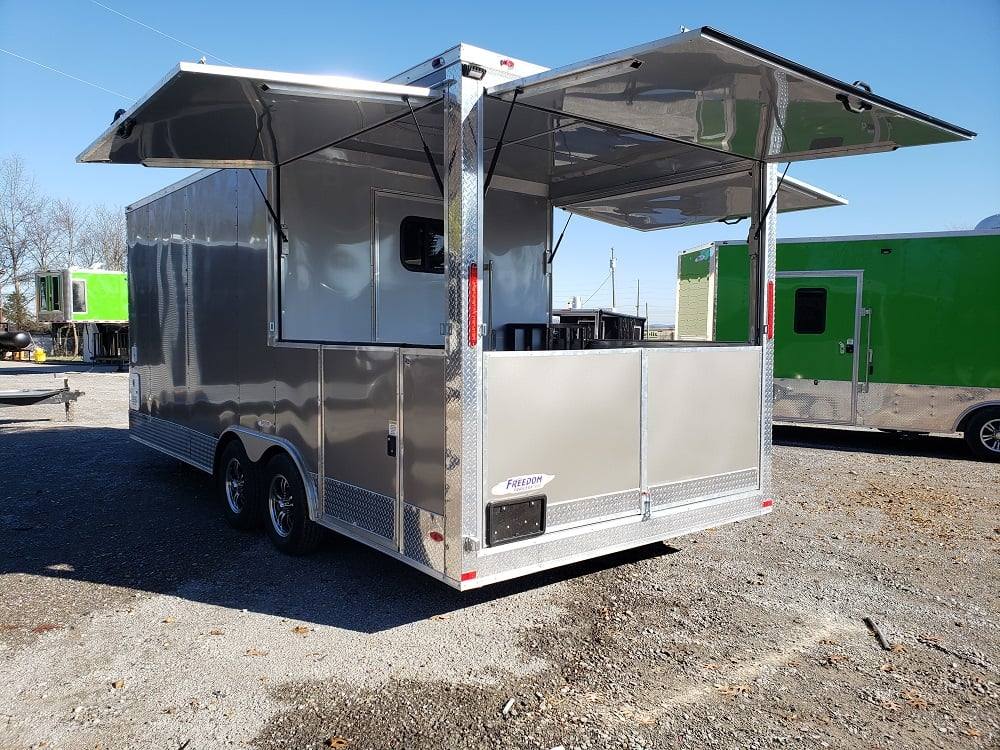 8.5' x 20' Light Pewter Porch Style Concession Food Trailer