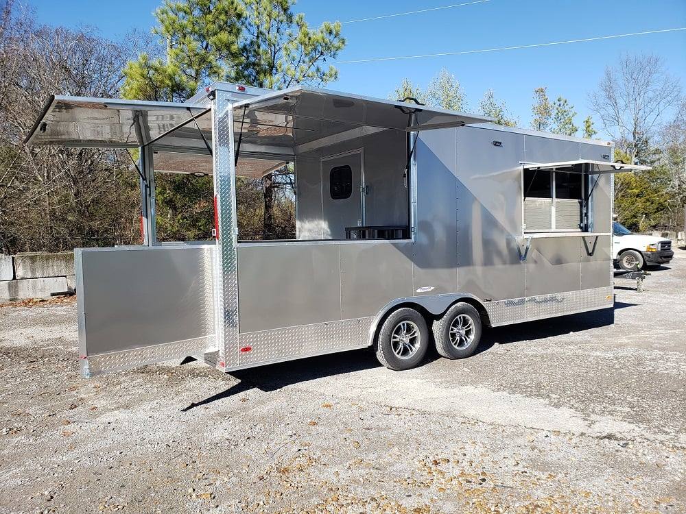 8.5' x 20' Light Pewter Porch Style Concession Food Trailer